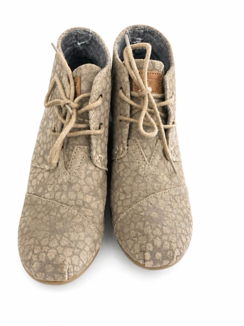 Toms Beige Patterned Lace-Up Ankle Boots